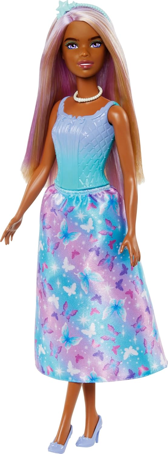 princess barbie purple dress Barbie Royal Doll with Purple-Highlighted Fantasy Hair, Petite Body Ty –  Knick Knack