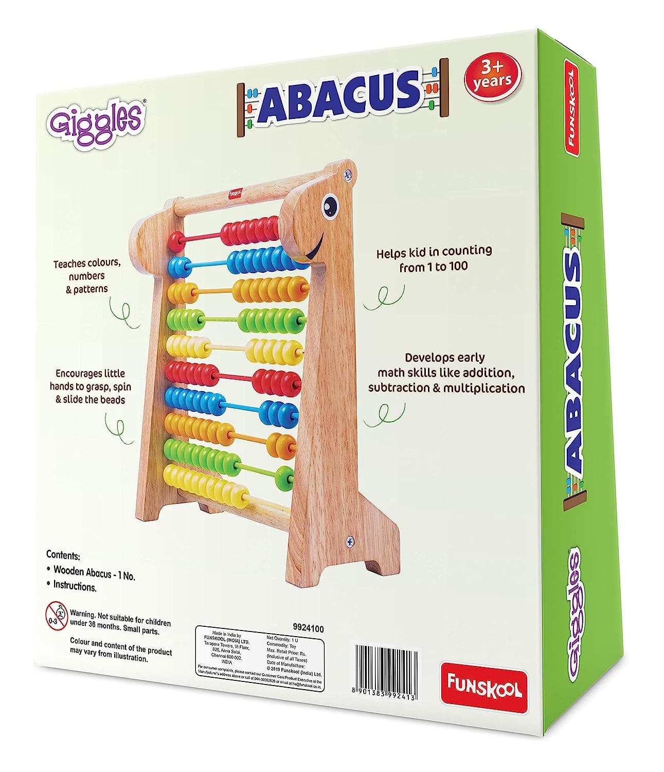 Giggles Funskool  Abacus Abacus for kids 3 years olds, Wooden Educational Toy,Toys for kids, Early Math Skills, 3 Years & Above, Preschool Toys view 6