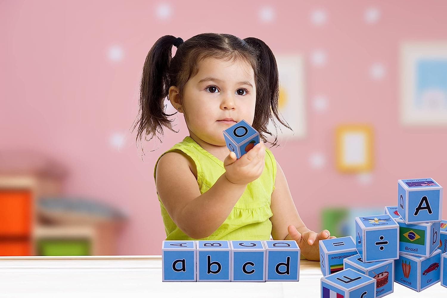 Funskool Giggles - My First Block,Learning Acitvity,Motor Skills, Learn Letters and Numbers, Fruits & Vegetables, Country Flags, Mutlicolor,for 3 Years and Above. view 3