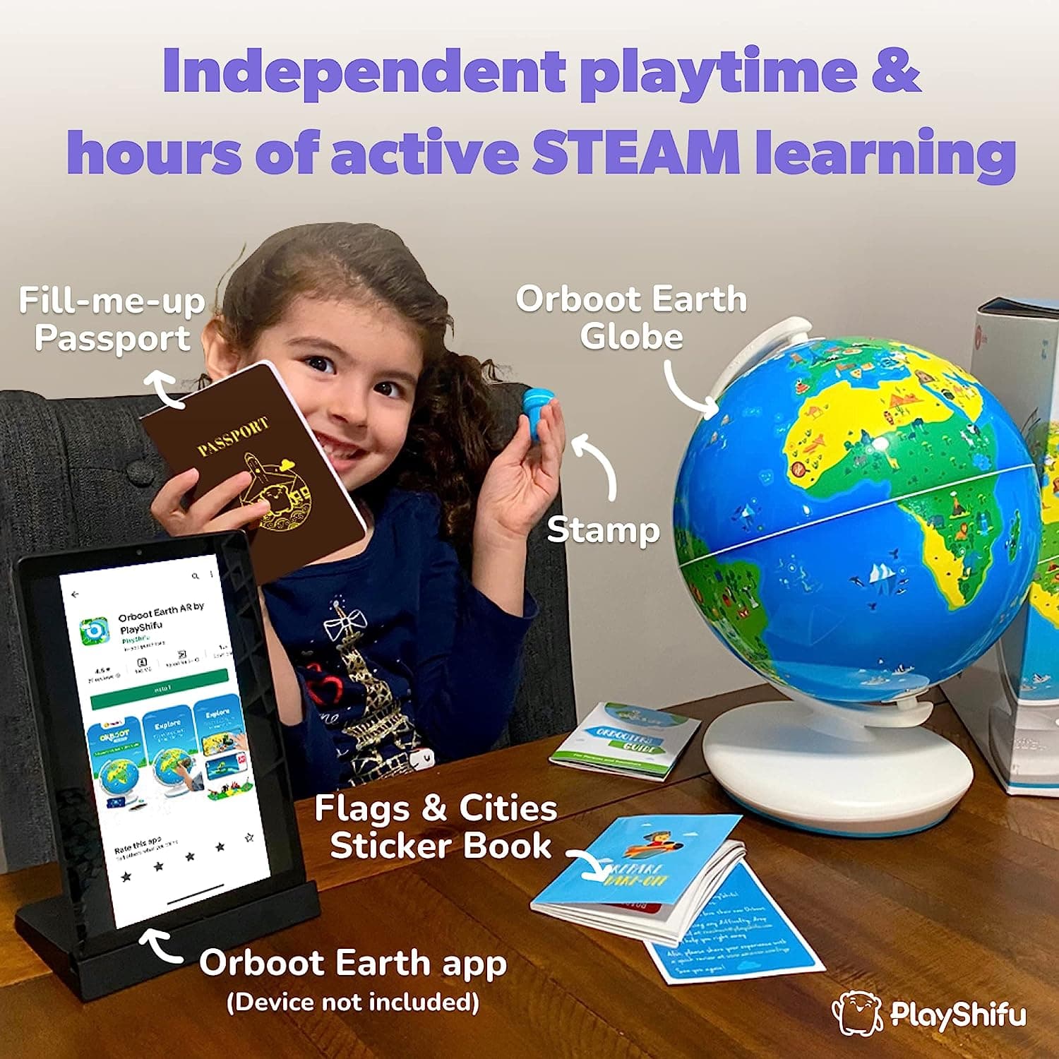 Shifu Educational Globe for Kids with 1000+ Facts on Animals, Places, Monuments and More - Orboot Earth Augmented Reality Based Fun Learning, Interactive Game ( 4-10 Years) view 2