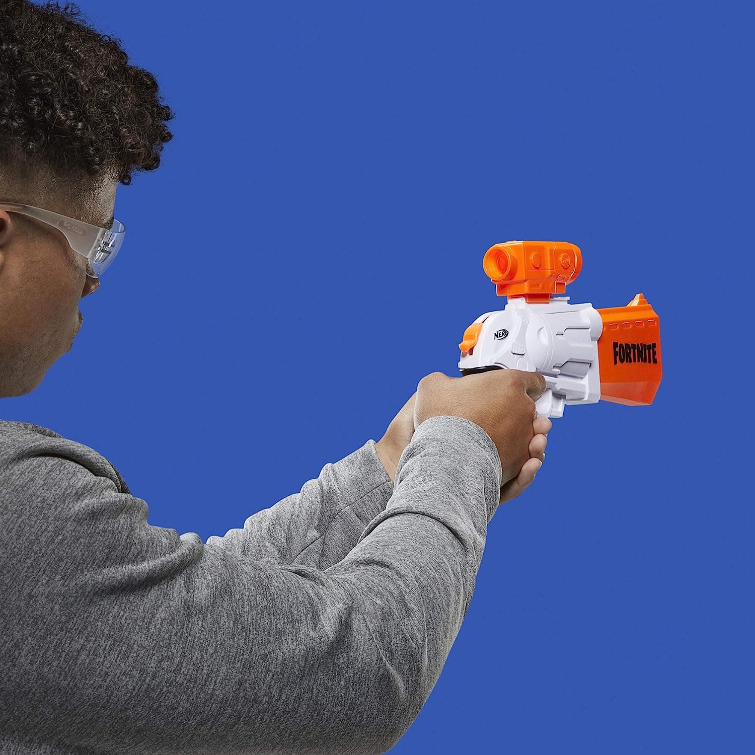 NERF Fortnite Sr Blaster, 4-Dart Hammer Action, Includes Removable Scope and 8 Elite Darts, for Youth, Teens, Adults, Multicolor view 4