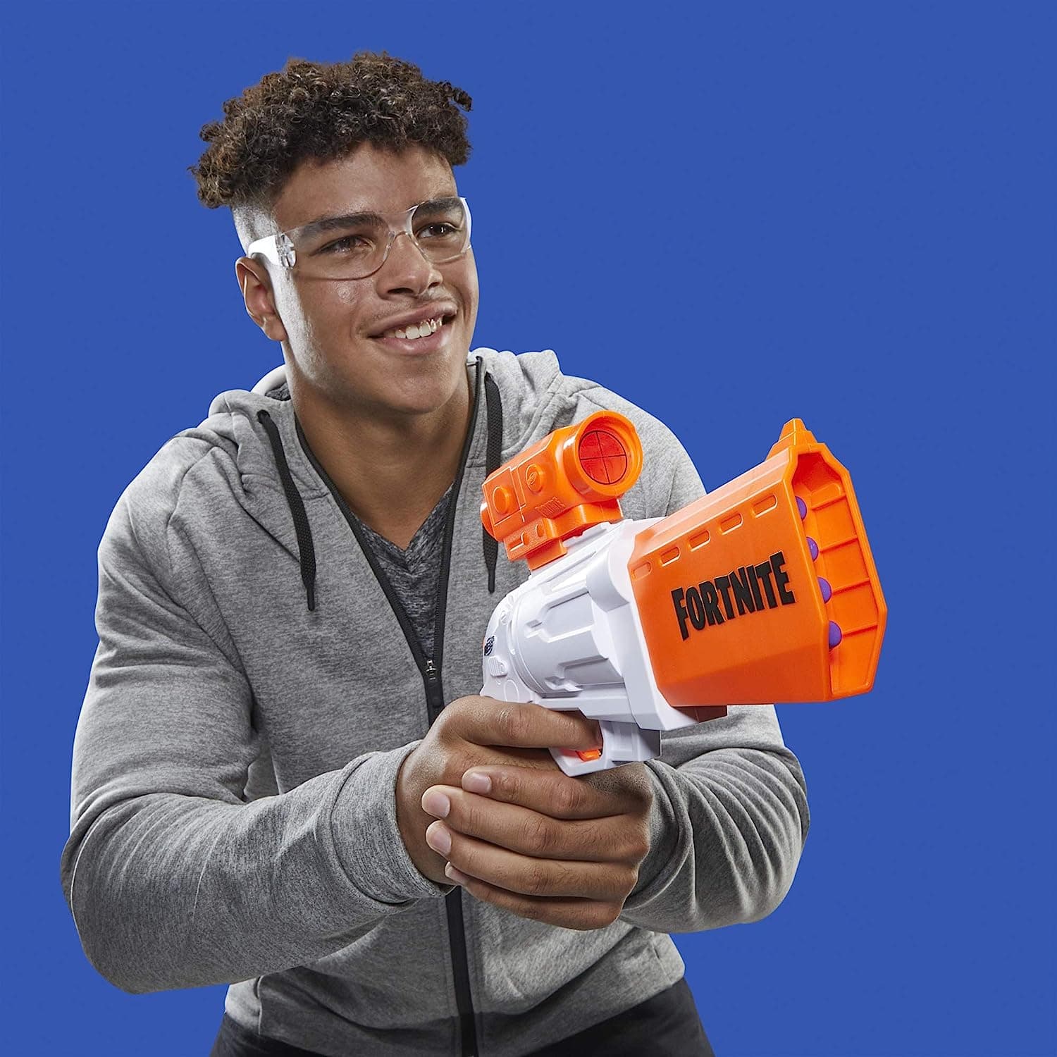 NERF Fortnite Sr Blaster, 4-Dart Hammer Action, Includes Removable Scope and 8 Elite Darts, for Youth, Teens, Adults, Multicolor view 3
