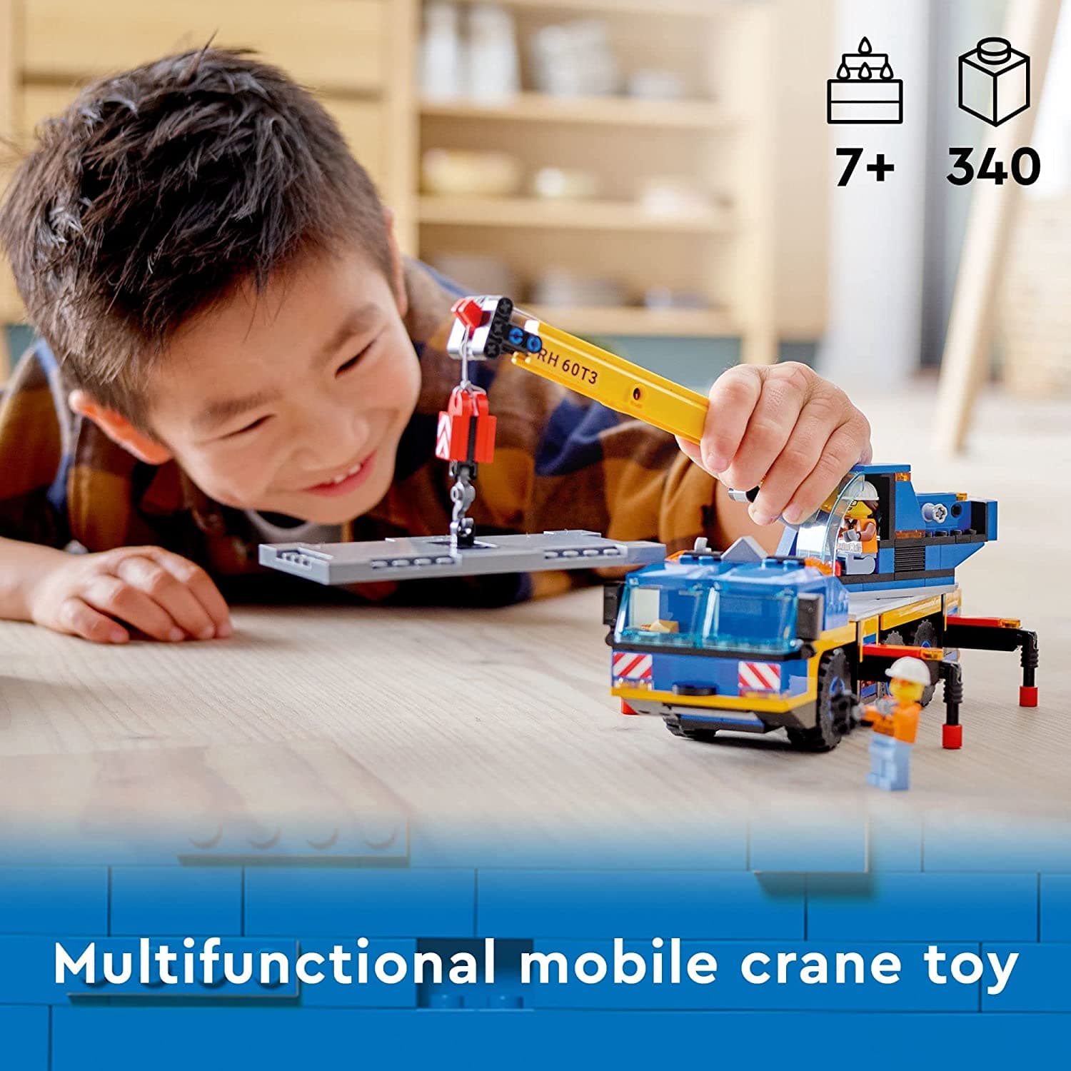 LEGO City Mobile Crane 60324 Building Kit (340 Pcs),Multicolor