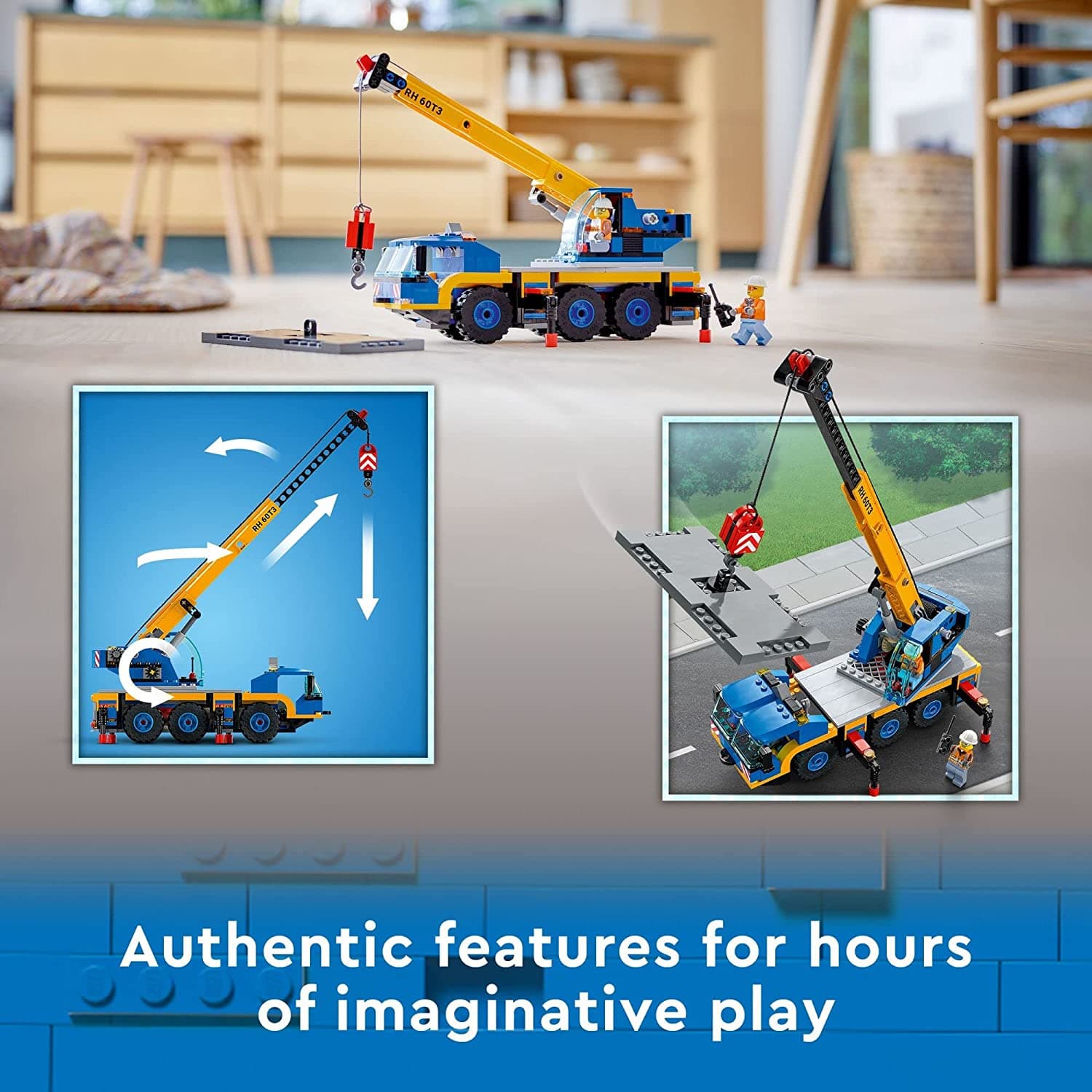 LEGO City Mobile Crane 60324 Building Kit (340 Pcs),Multicolor view 2