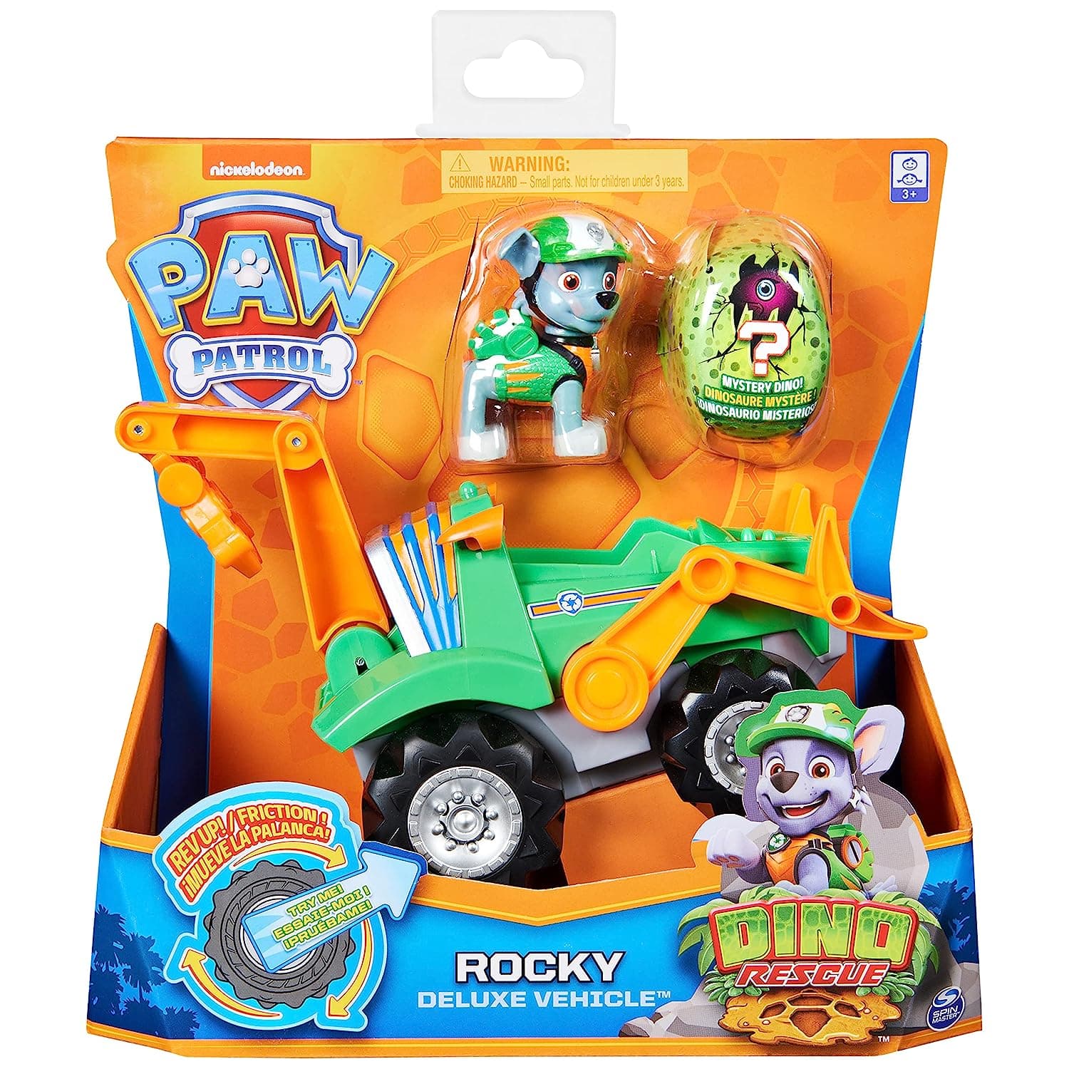 Paw Patrol Dino Rescue Rockys Deluxe Rev Up Vehicle with Mystery Dinosaur Figure