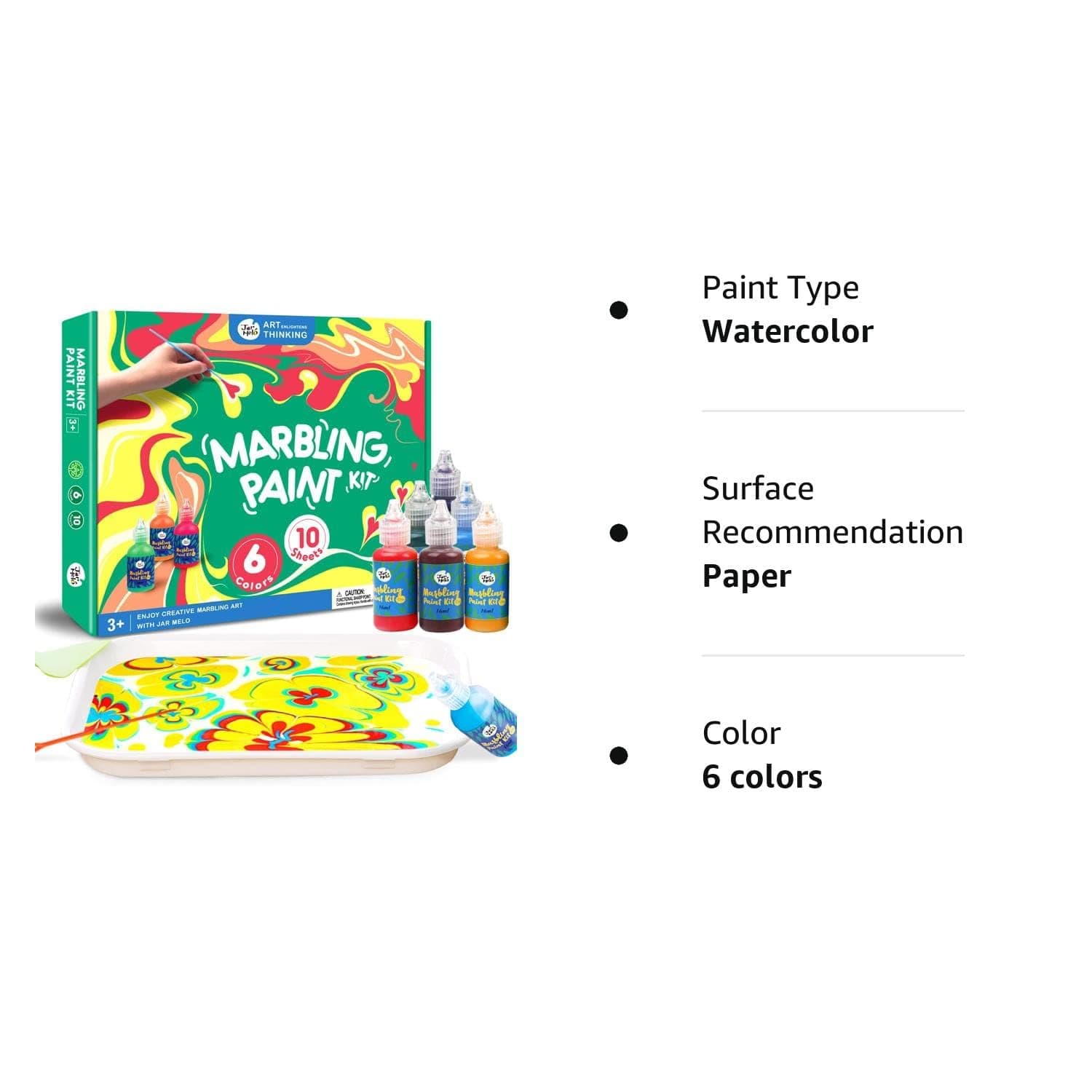 JARMELO Non-Toxic Creative Marbling Art Painting on Water Kit view 5