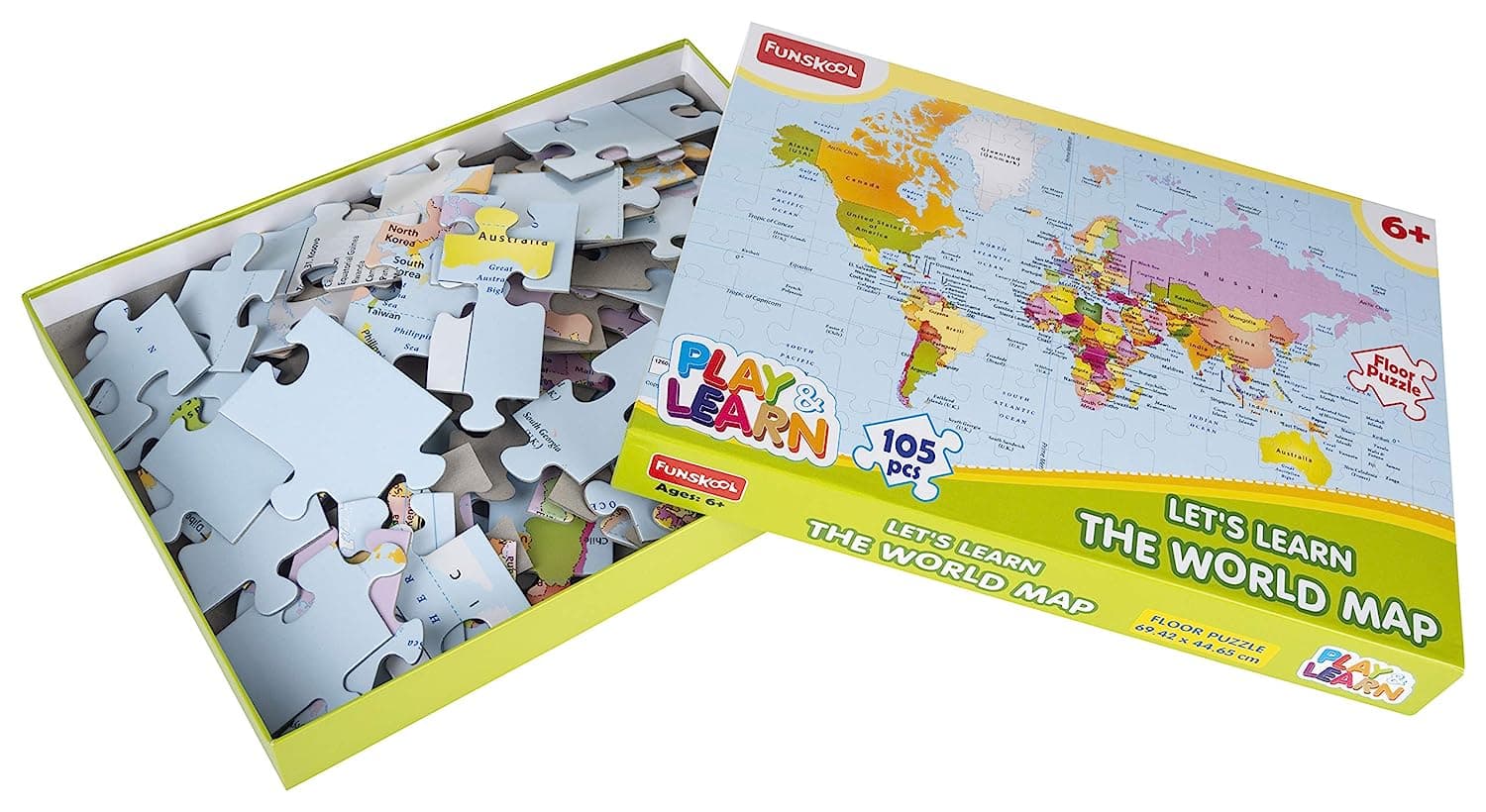 Funskool Play & Learn-World Map, Educational, 105 Pieces, Puzzle view 2