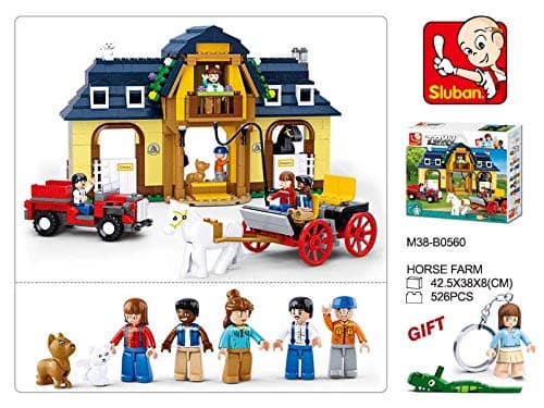 Sluban Horse Farm Building Block Toy, Educational Toy Town Theme M38-B0560, Multicolor
