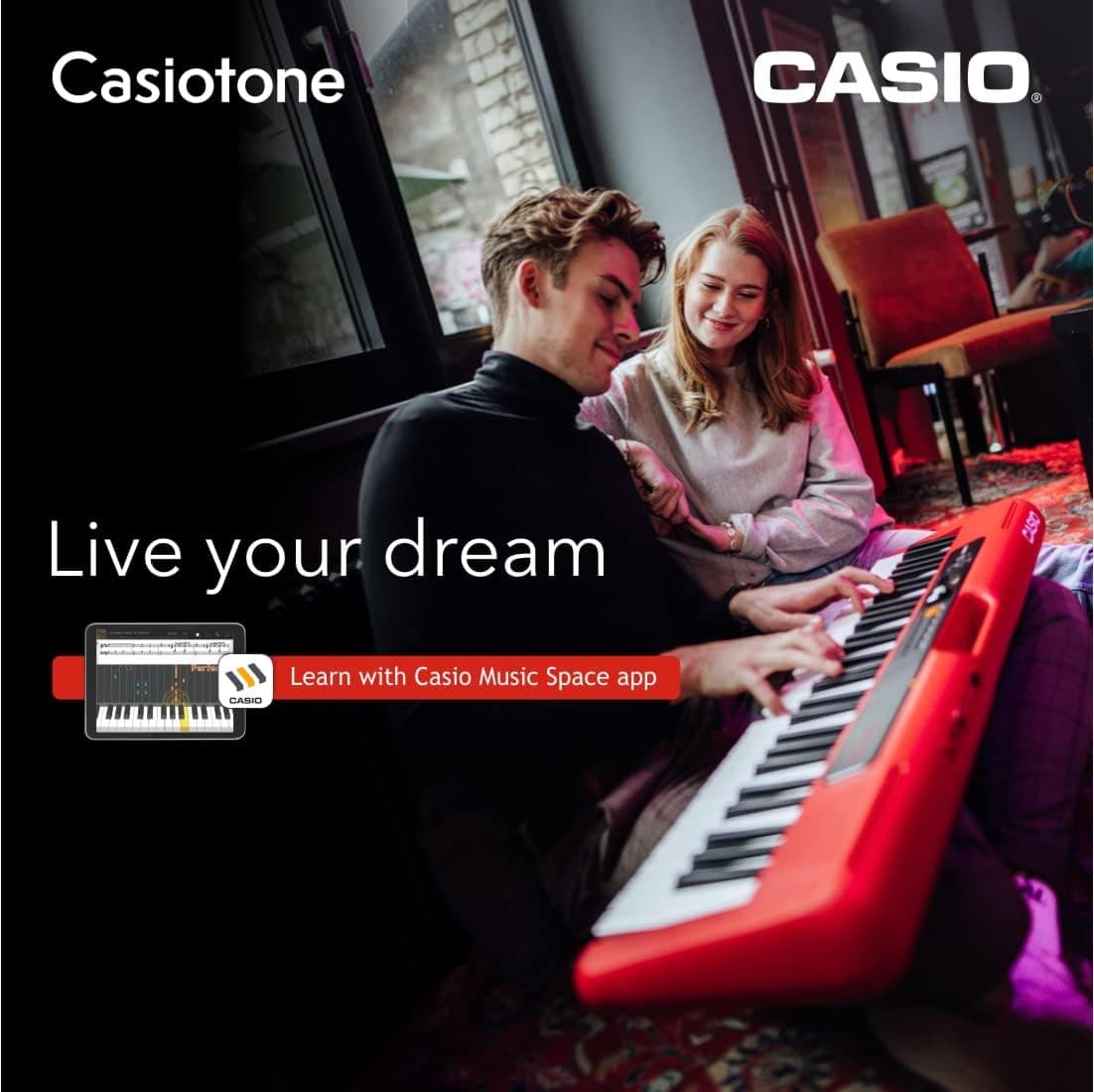 Casio CT-S200 Casiotone 61-Key Portable Keyboard with Piano tones, Red view 5