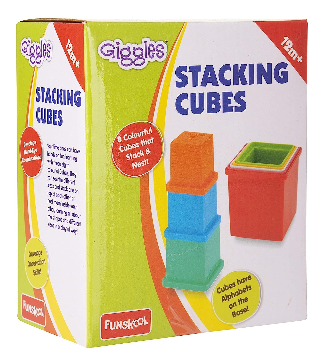 Funskool Plastic Stacking Multicolored Cubes, Blocks With Alphabet view 4