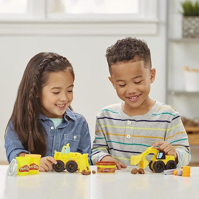 Play-Doh Kid Wheels Excavator And Loader Toy Construction Trucks, Non-Toxic Sand Buildin' Compound Plus 2 Colors Multicolor view 2