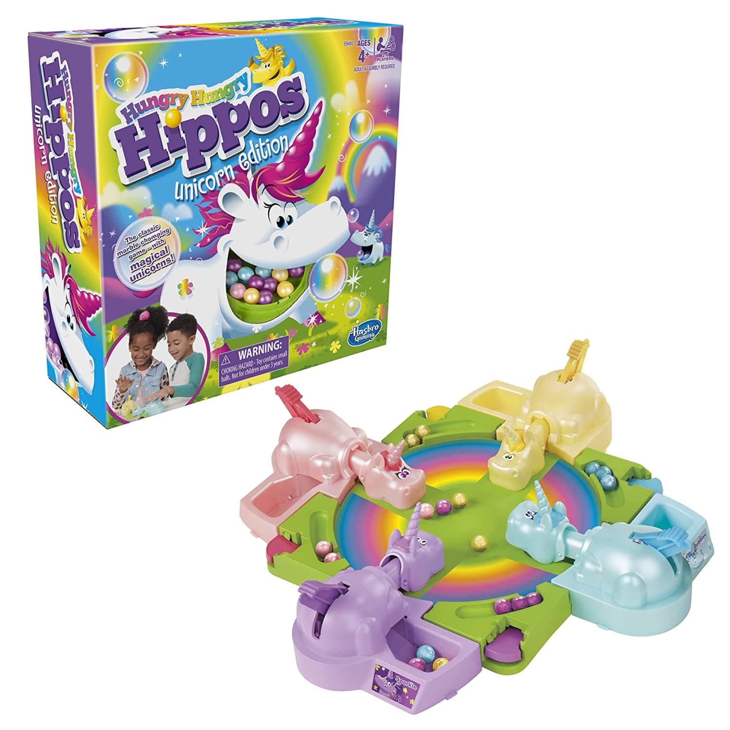 Hasbro Gaming Hungry Hungry Hippos Unicorn Edition Board Game; Pre-School Game for Kids Ages 4 and Up; for 2 to 4 Players view 4