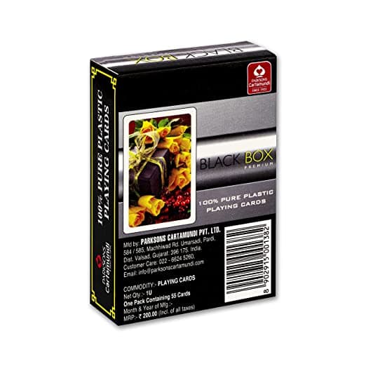 Black Box Premium Plastic Playing Cards with Case, Waterproof, Bridge Size for Kid - Multicolor, Pack of 1