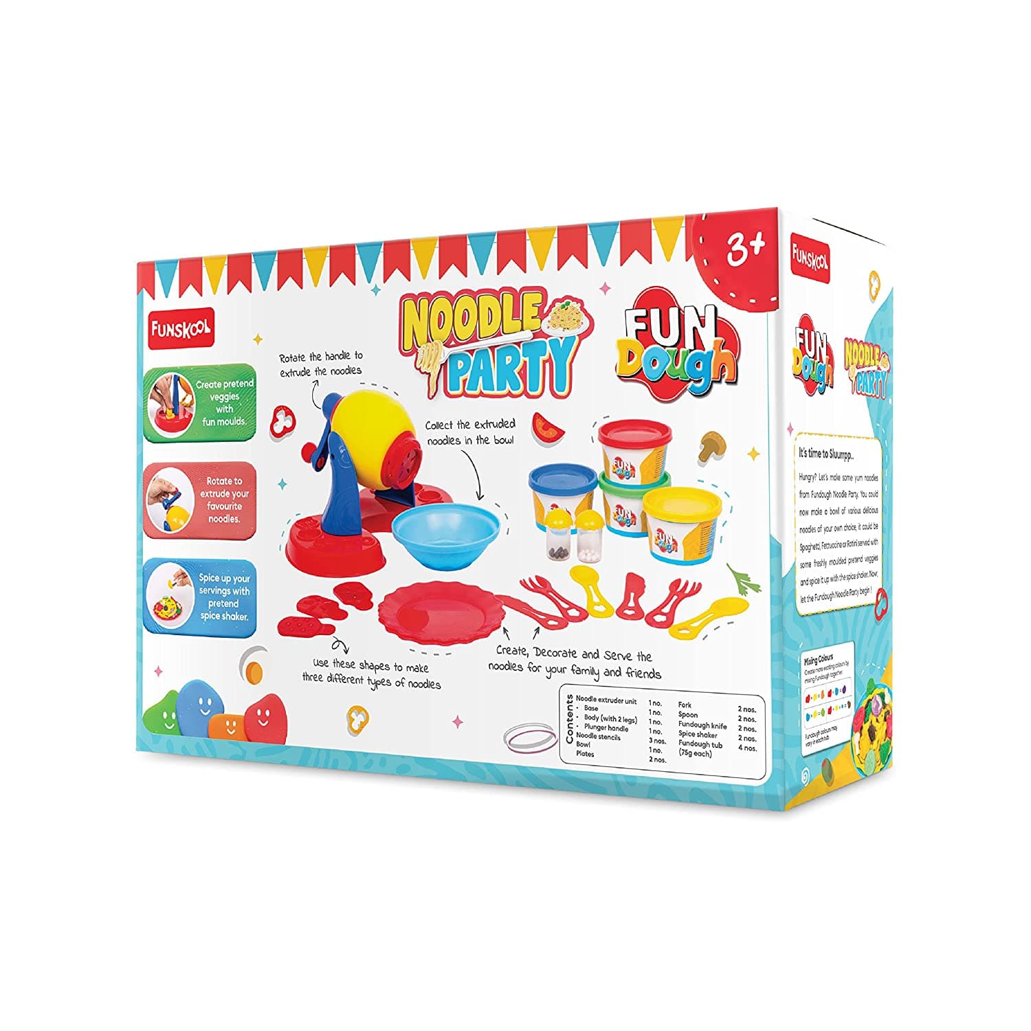 Funskool Fundough Playset Noodle Party, extrude to Make Noodles from Fundough, Multicolour view 2