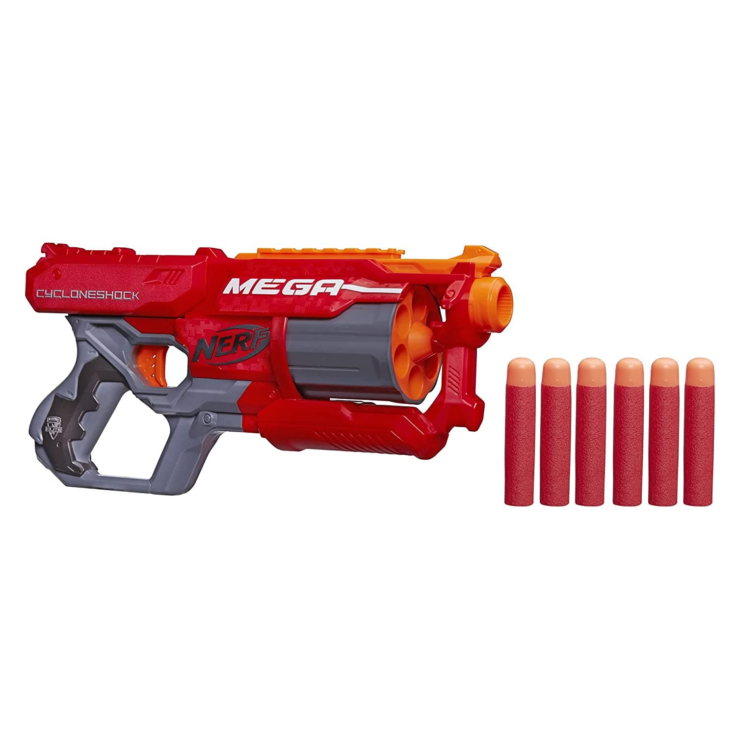 NERF N-Strike Plastic Mega CycloneShock, Includes Blaster and 6 Darts
