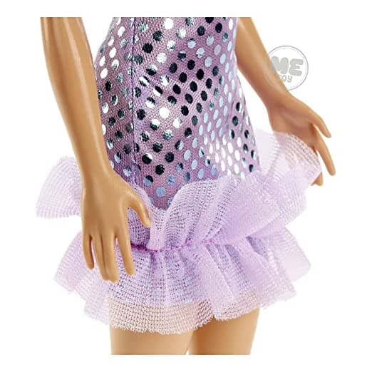Barbie Doll, Kids Toys, Blonde Hair, Lavender Metallic Mini Dress, Trendy Clothes and Accessories view 3