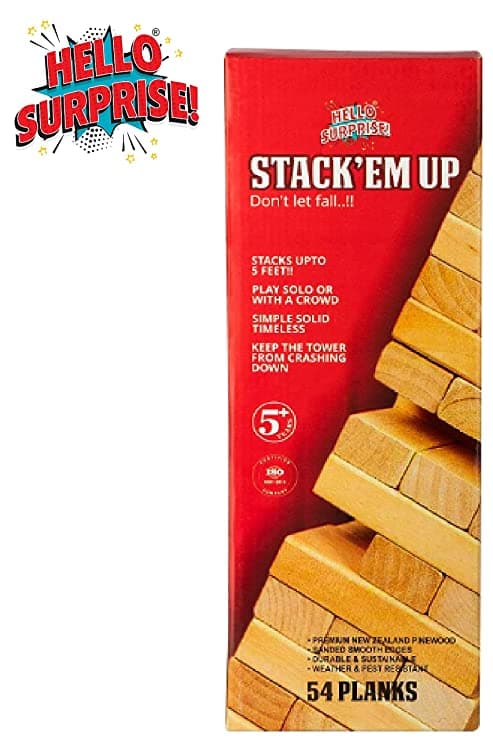 Stack'em Up Giant Tumble Tower Game  54 Big Wooden Blocks  Stacks Up to 4 Feet  Fun for All Ages  Indoor & Outdoor Game view 2