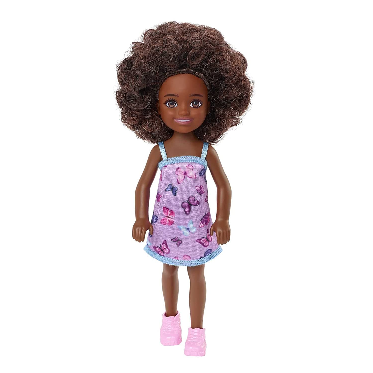 Barbie? Chelsea? Doll (Curly Brunette Hair) Wearing Butterfly-Print Dress and Pink Shoes view 5
