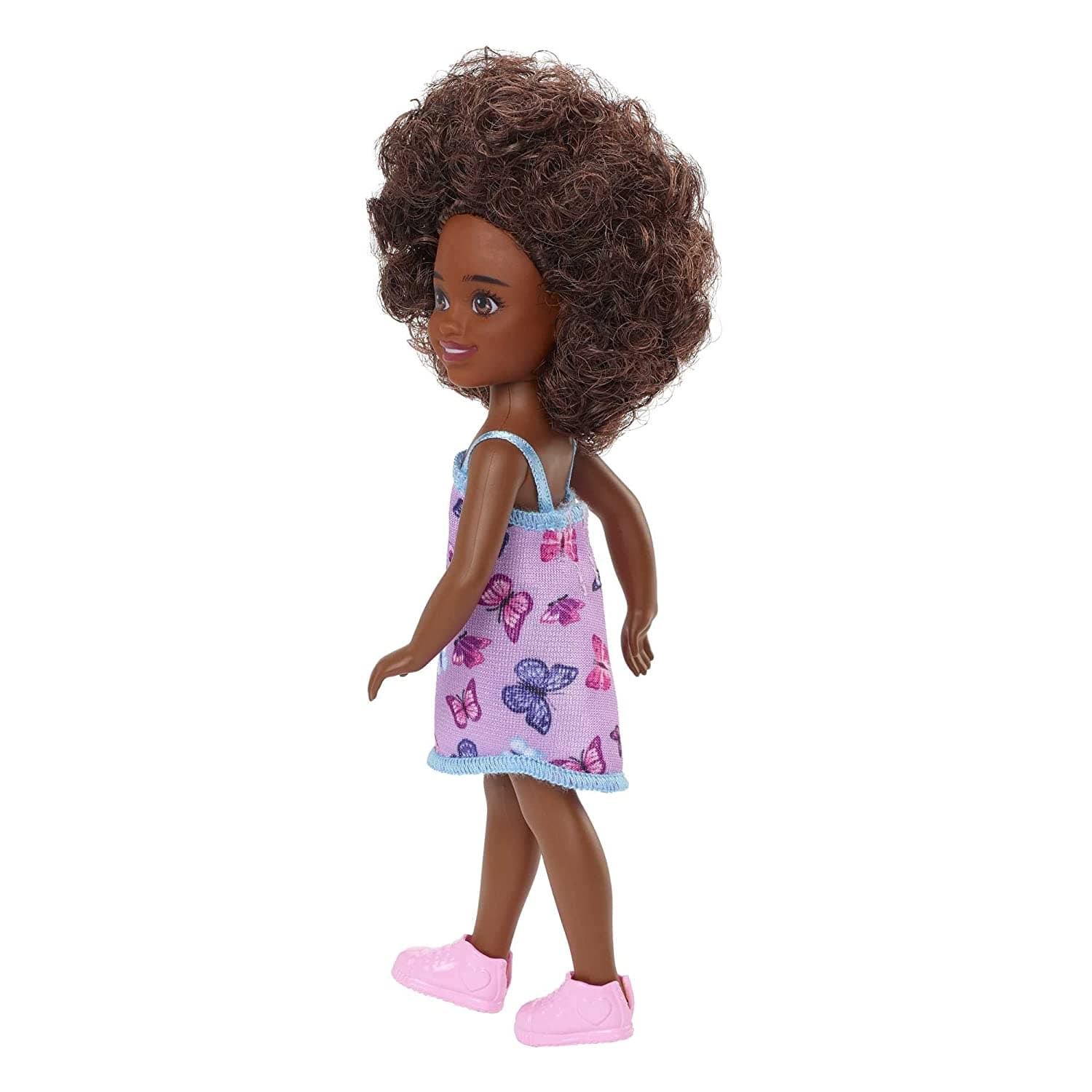 Barbie? Chelsea? Doll (Curly Brunette Hair) Wearing Butterfly-Print Dress and Pink Shoes view 2
