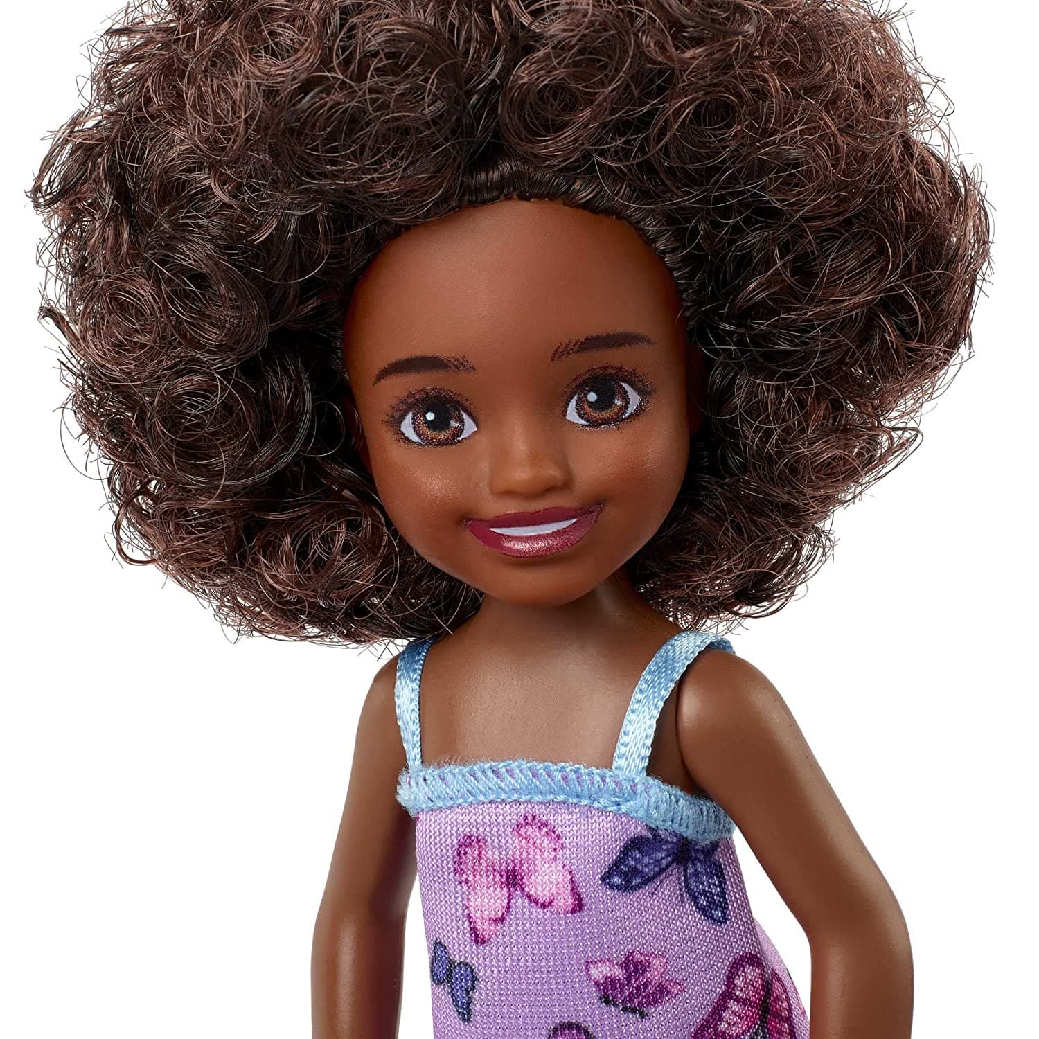 Barbie? Chelsea? Doll (Curly Brunette Hair) Wearing Butterfly-Print Dress and Pink Shoes view 4