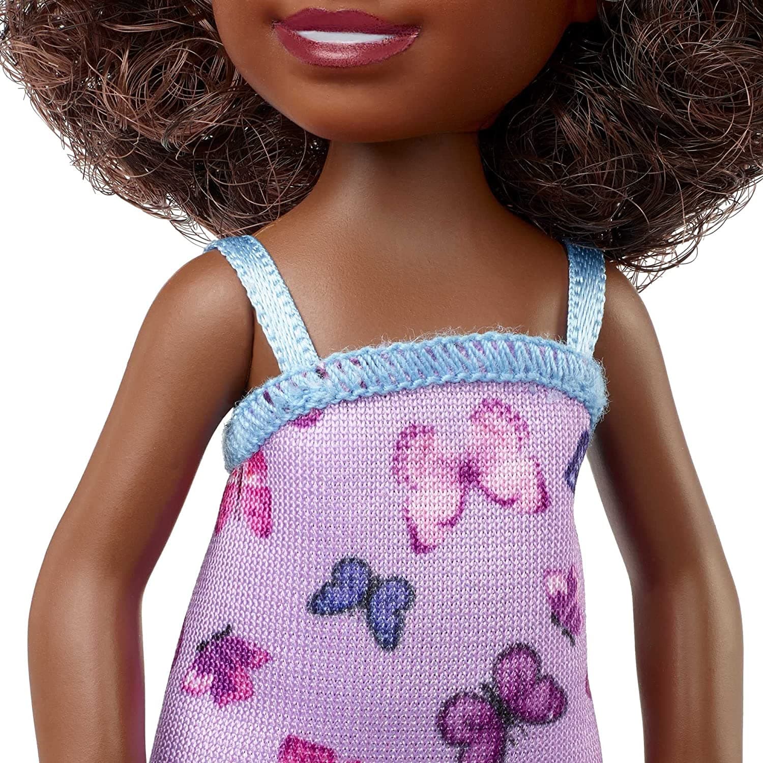 Barbie? Chelsea? Doll (Curly Brunette Hair) Wearing Butterfly-Print Dress and Pink Shoes view 3
