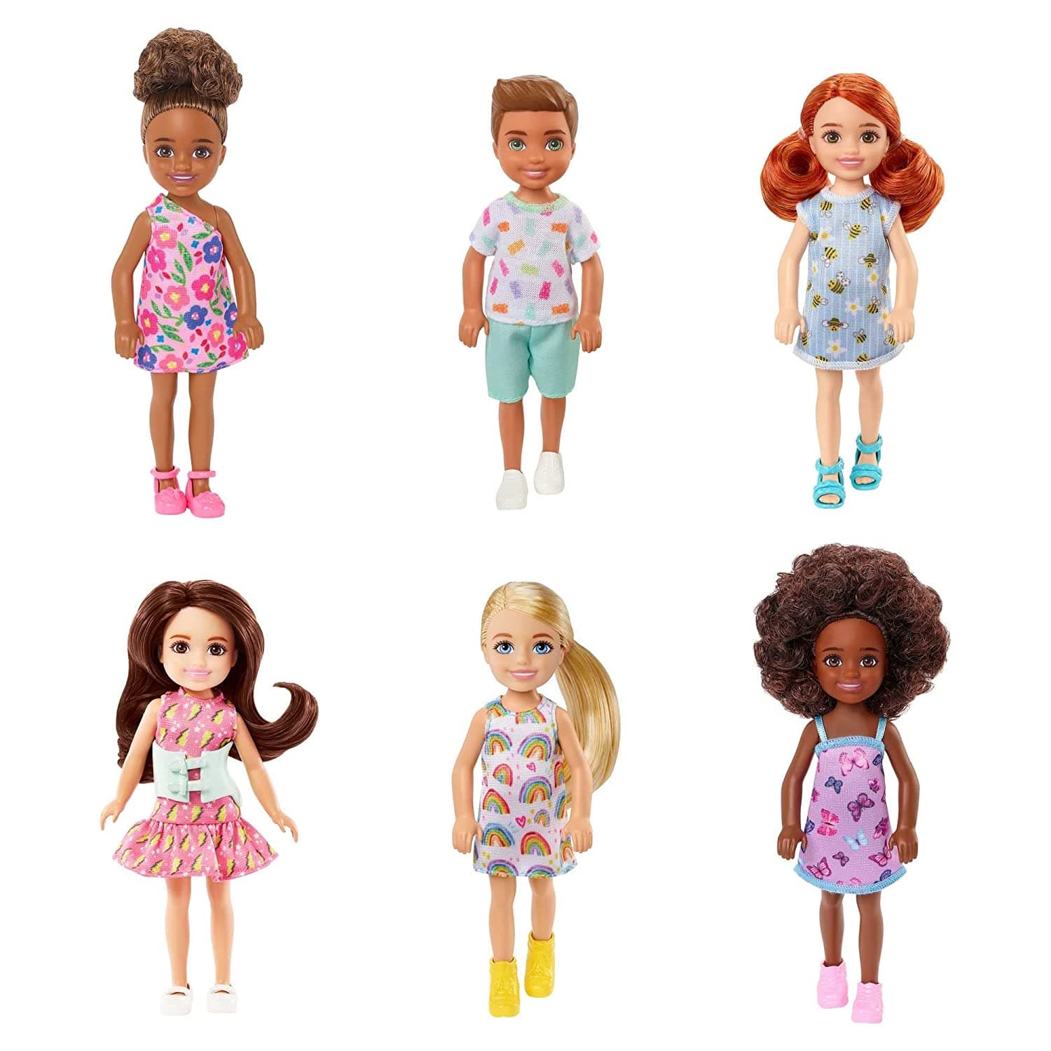 Barbie? Chelsea? Doll (Curly Brunette Hair) Wearing Butterfly-Print Dress and Pink Shoes view 6