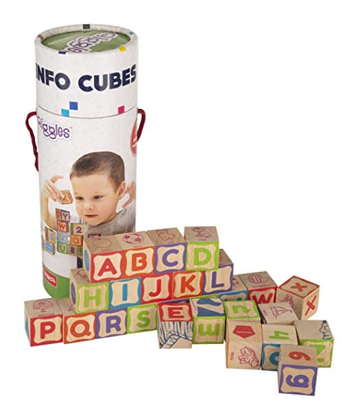 Giggles - Info Cubes, Educational Learning blocks, Teaches Alphabet,Numbers,Colour shapes & Picture puzzle view 3