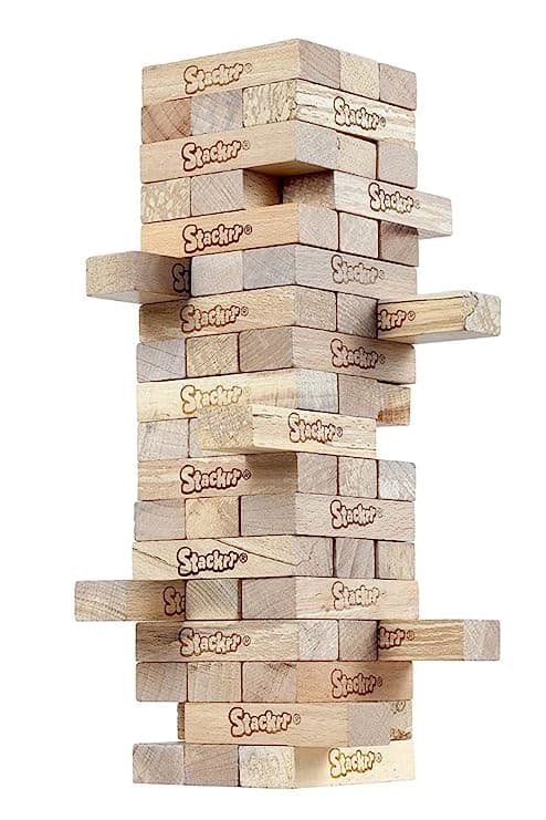 SKOODLE Stackrr Classic Stacking Tumbling Tower Game  54 Precision Wooden Blocks of Premium Beachwood  For Adults & Kids  1 or More Players view 2