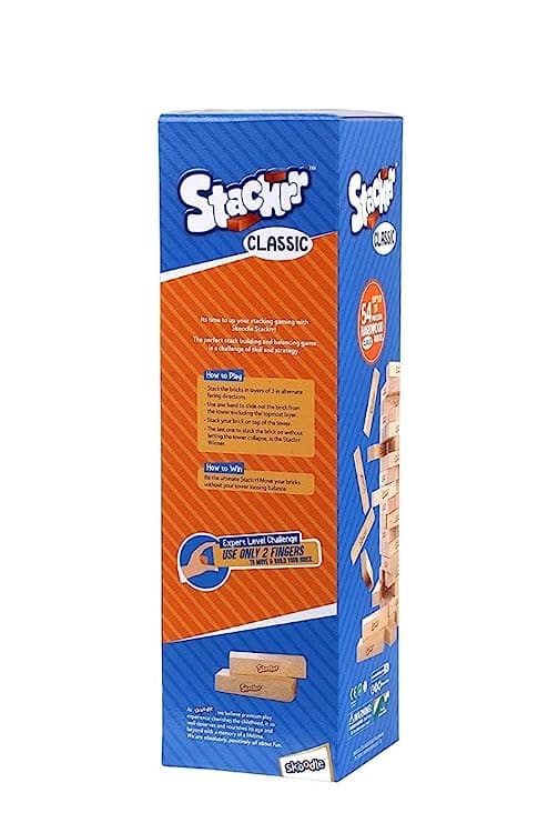 SKOODLE Stackrr Classic Stacking Tumbling Tower Game  54 Precision Wooden Blocks of Premium Beachwood  For Adults & Kids  1 or More Players view 4