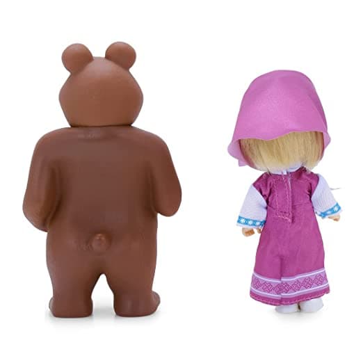 Masha and the Bear 12 Cm Toy Doll | Famous Cartoon | Ideal Gift Set for Girls Kids (Masha with Bear - Purple) view 3