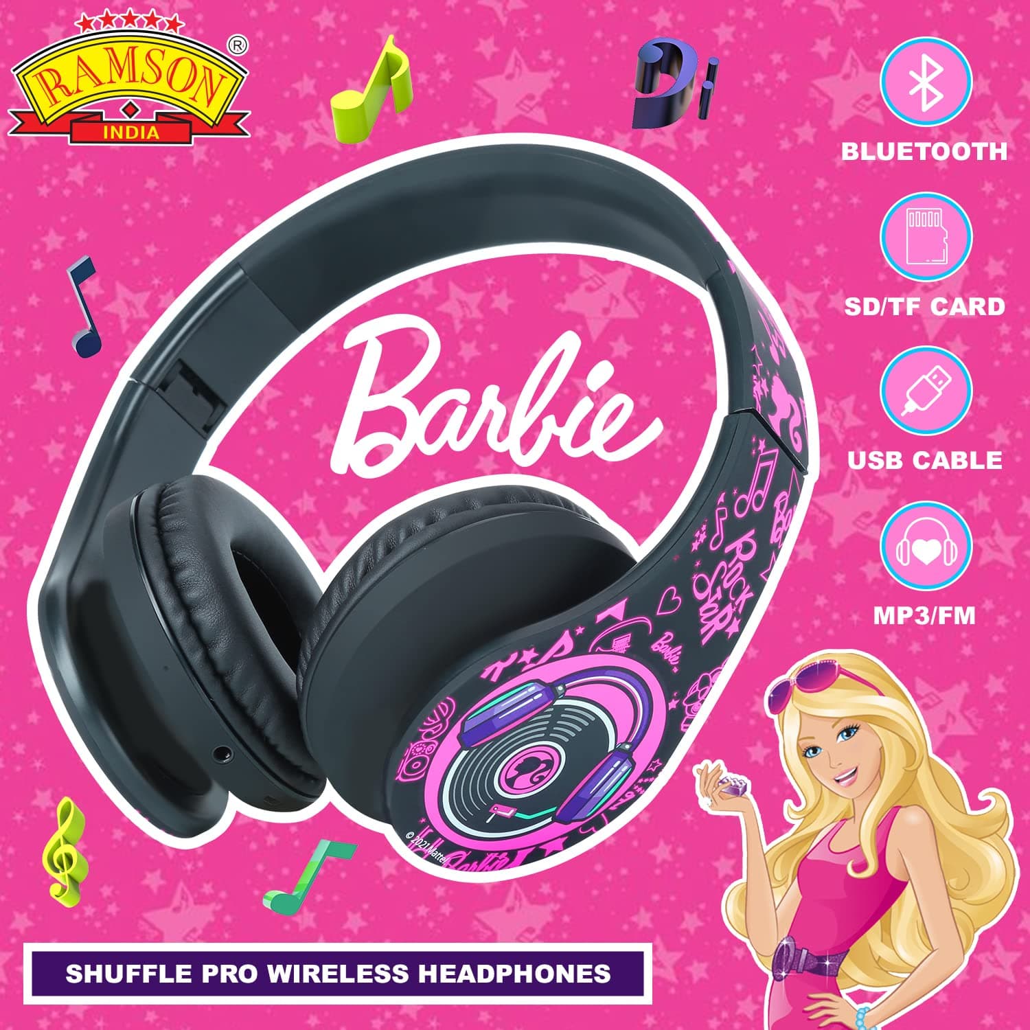 Ramson Barbie Wireless Bluetooth Headphones - Official Licensed view 4