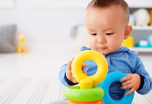 Fisher-Price Plastic Original Rock-a-Stack - Classic stacking toy with 5 colorful rings to grasp view 4