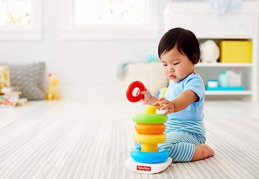 Fisher-Price Plastic Original Rock-a-Stack - Classic stacking toy with 5 colorful rings to grasp view 2