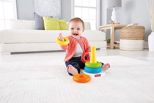 Fisher-Price Plastic Original Rock-a-Stack - Classic stacking toy with 5 colorful rings to grasp view 5