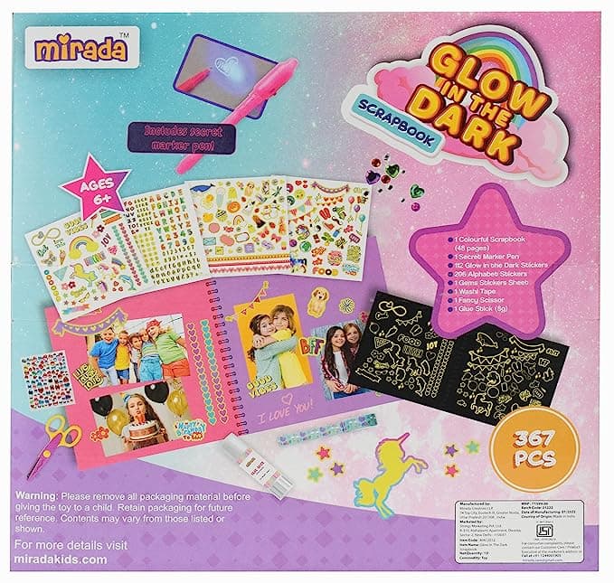 Mirada Art & Craft,Glow in The Dark Scrapbook, Ideal Gift for Boys & Girls, 6+ (MAC2012) view 3