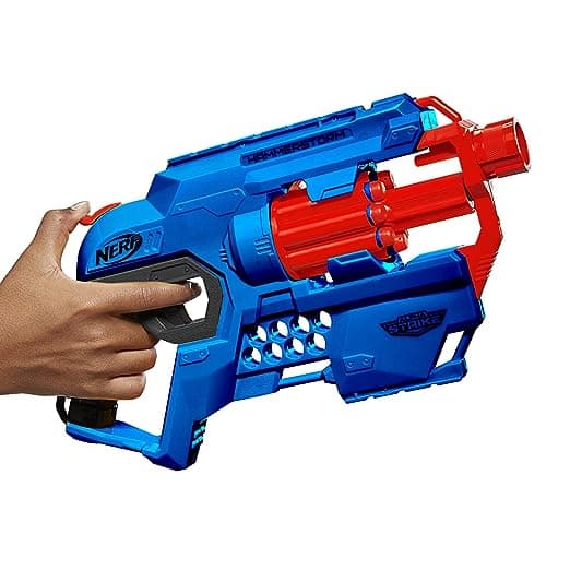 Nerf Alpha Strike Hammerstorm Blaster – Hammer-Priming Action, Rotating 8-Dart Drum, 8 Official Nerf Elite Darts – for Children, Teens, Adults, Multicolor (E6748) view 2