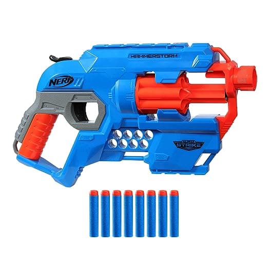Nerf Alpha Strike Hammerstorm Blaster – Hammer-Priming Action, Rotating 8-Dart Drum, 8 Official Nerf Elite Darts – for Children, Teens, Adults, Multicolor (E6748) view 3