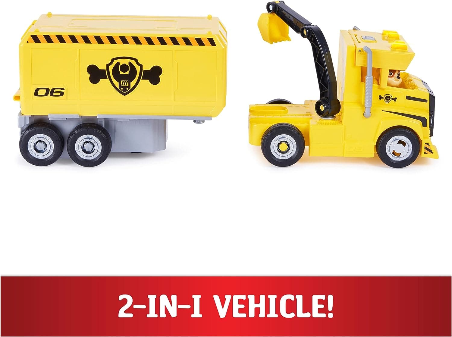 Paw Patrol Rubble Big Rig Vehicle with Collectible Action Figure|Playsets with Crane & Lights Sound Effects|Transformable Truck|Learning Education Activity Set view 2