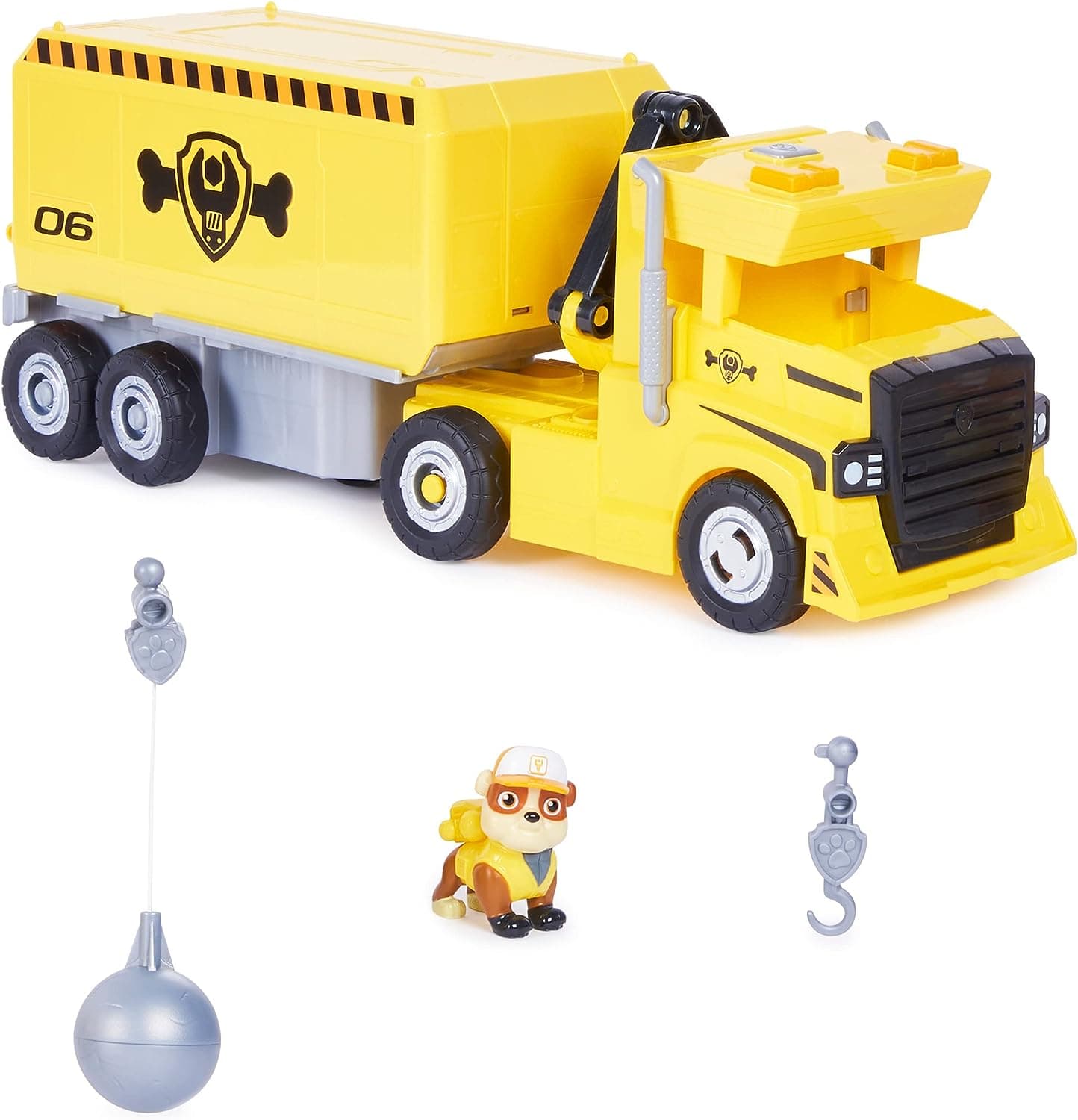 Paw Patrol Rubble Big Rig Vehicle with Collectible Action Figure|Playsets with Crane & Lights Sound Effects|Transformable Truck|Learning Education Activity Set view 3