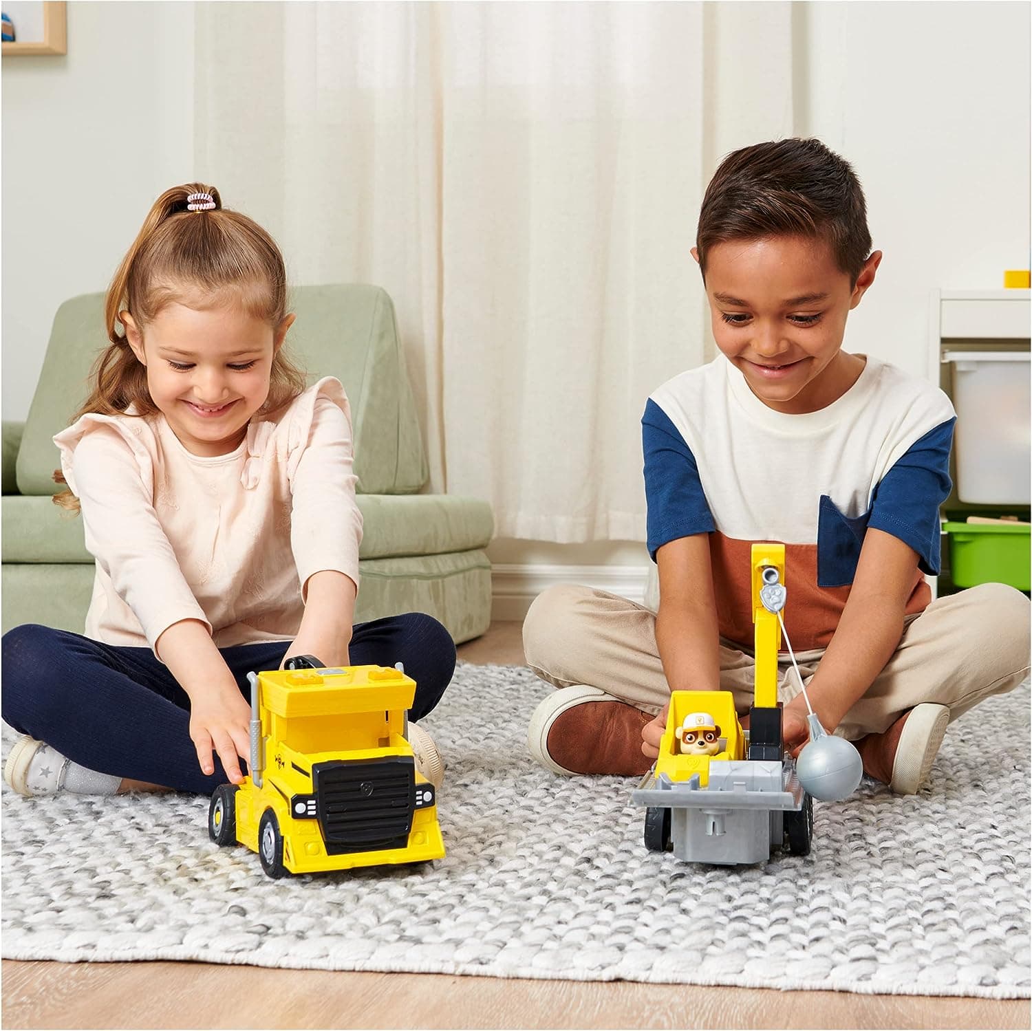 Paw Patrol Rubble Big Rig Vehicle with Collectible Action Figure|Playsets with Crane & Lights Sound Effects|Transformable Truck|Learning Education Activity Set view 7