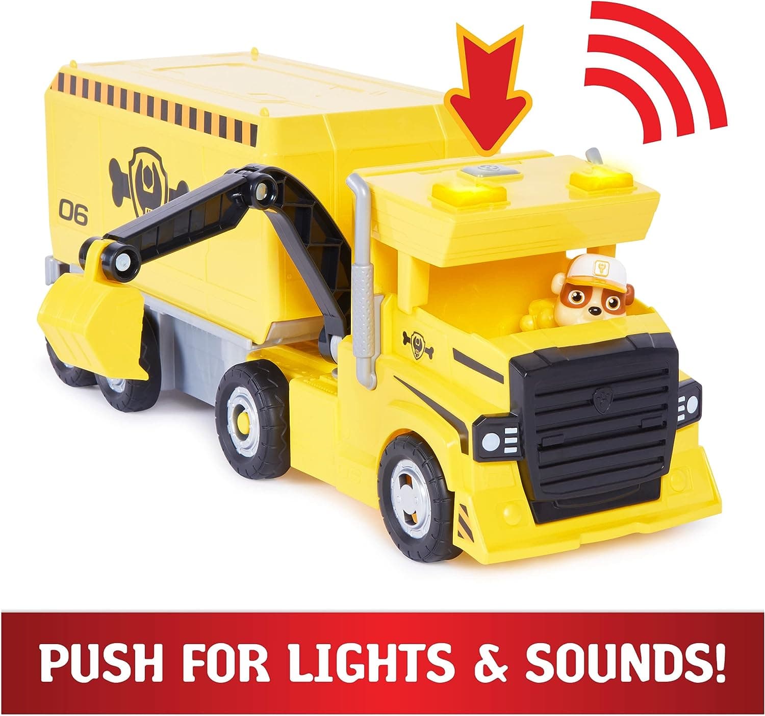 Paw Patrol Rubble Big Rig Vehicle with Collectible Action Figure|Playsets with Crane & Lights Sound Effects|Transformable Truck|Learning Education Activity Set view 6