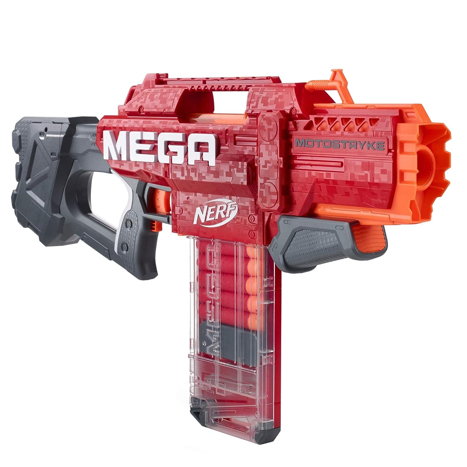 Nerf Mega Motostryke Motorized 10-Dart Blaster, Includes 10 Official Nerf Darts & 10-Dart Clip, For Kids and Adults, Outdoor Toys