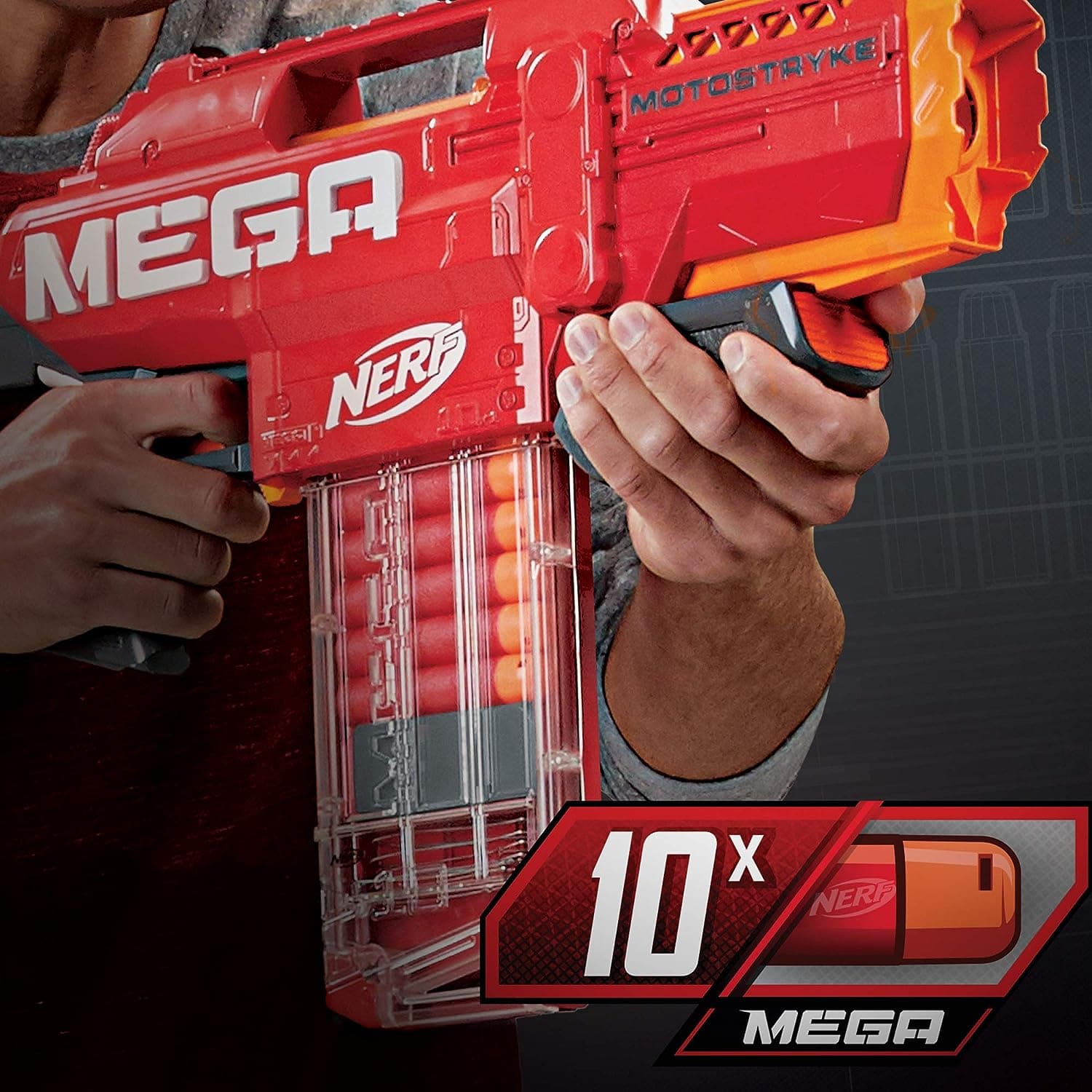 Nerf Mega Motostryke Motorized 10-Dart Blaster, Includes 10 Official Nerf Darts & 10-Dart Clip, For Kids and Adults, Outdoor Toys view 3