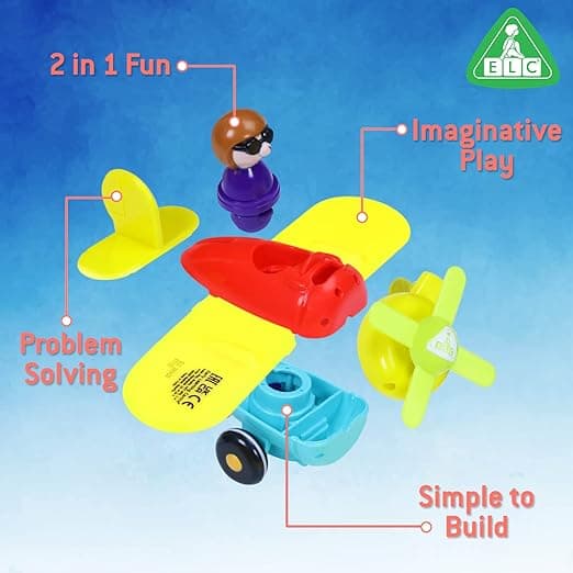 Early Learning Centre Build & Play Aeroplane by Elc - Easy Construction, Encourages Problem Solving Skills, Increases Concentration & Memory, Ideal for Toddlers - Multicolor view 3