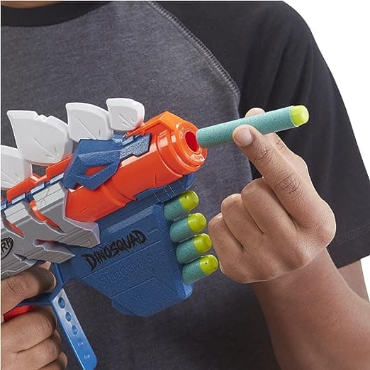 Nerf DinoSquad Stegosmash Dart Blaster, 4-Dart Storage, Pull-Back Priming Handle, 5 Official Darts, Dinosaur Design, Toys for Kids, Teens & Adults, Outdoor Toys for Boys and Girls Ages 8+ view 2