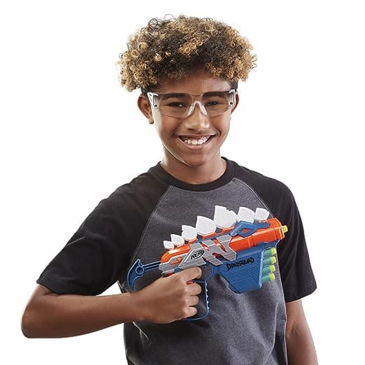 Nerf DinoSquad Stegosmash Dart Blaster, 4-Dart Storage, Pull-Back Priming Handle, 5 Official Darts, Dinosaur Design, Toys for Kids, Teens & Adults, Outdoor Toys for Boys and Girls Ages 8+ view 3