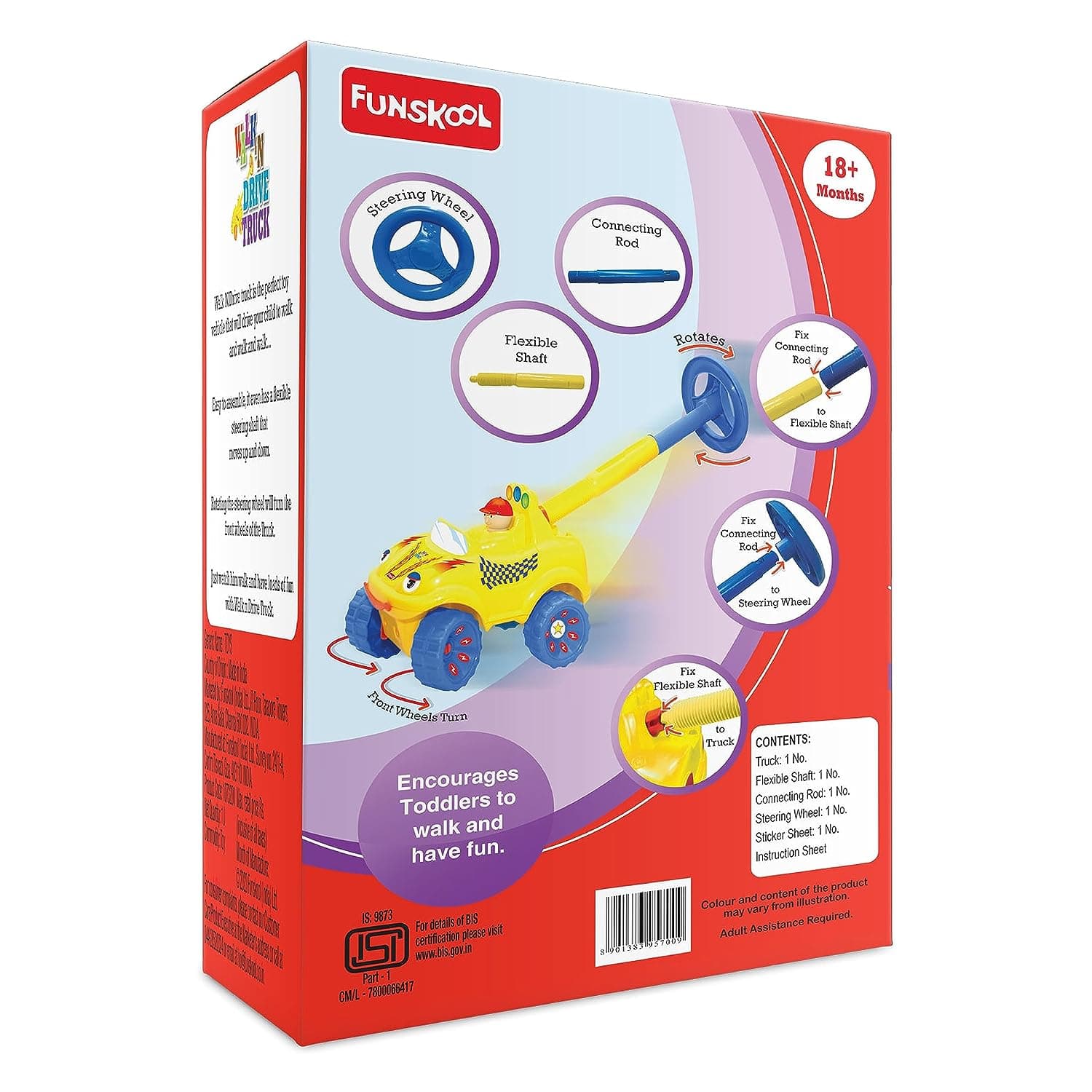 Funskool Walk N Drive Plastic Truck, Push And Drive Car, Encourages Walking and Pretend Play