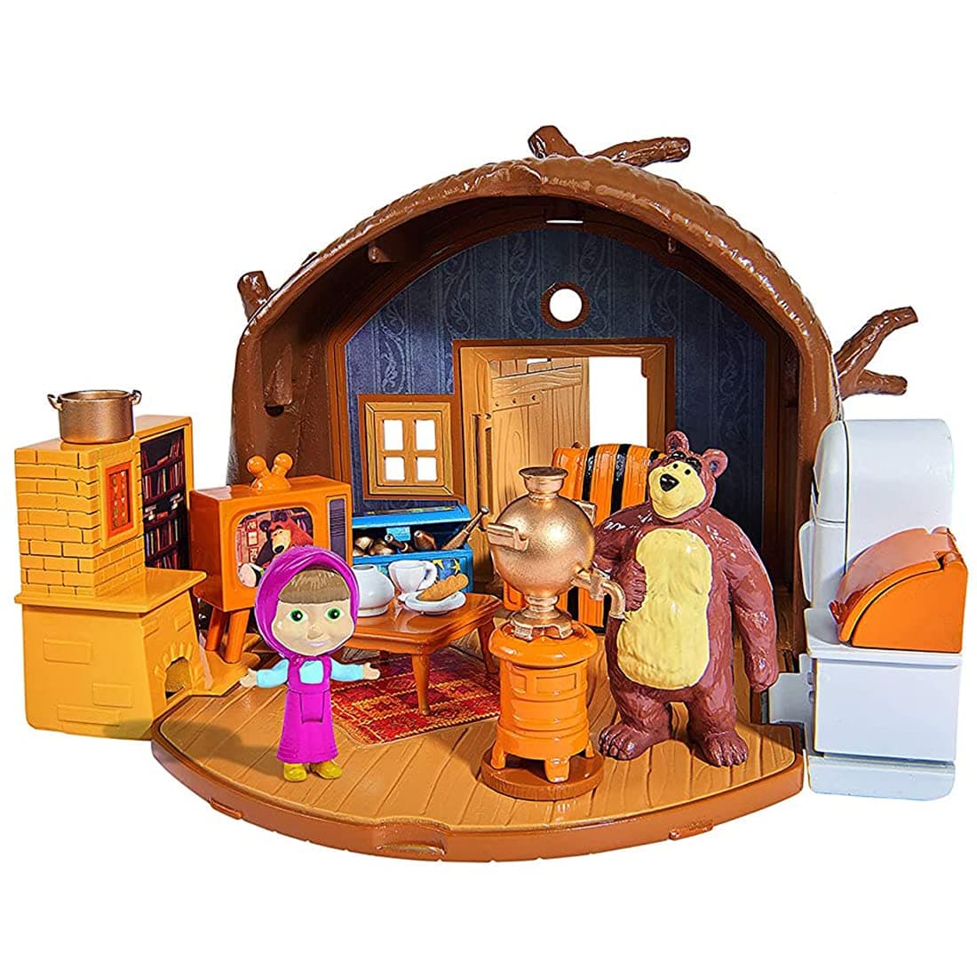 Masha and the Bear Masha, Bear Playset (4 Cm Masha and 6 Cm Bear, Multicolour) view 2