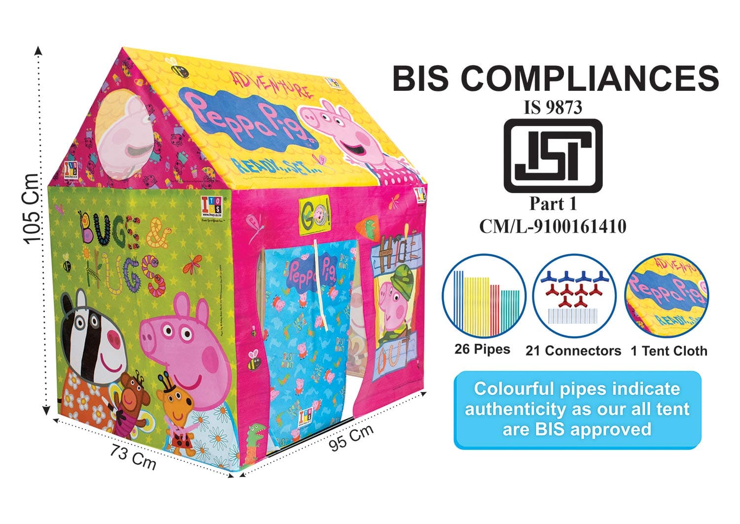 SABIRAT New Jumbo Sized Peppa Pig Tent House Pipe Tent for Kids, Ultimate Dream House for Peppa [Multicolor] view 4