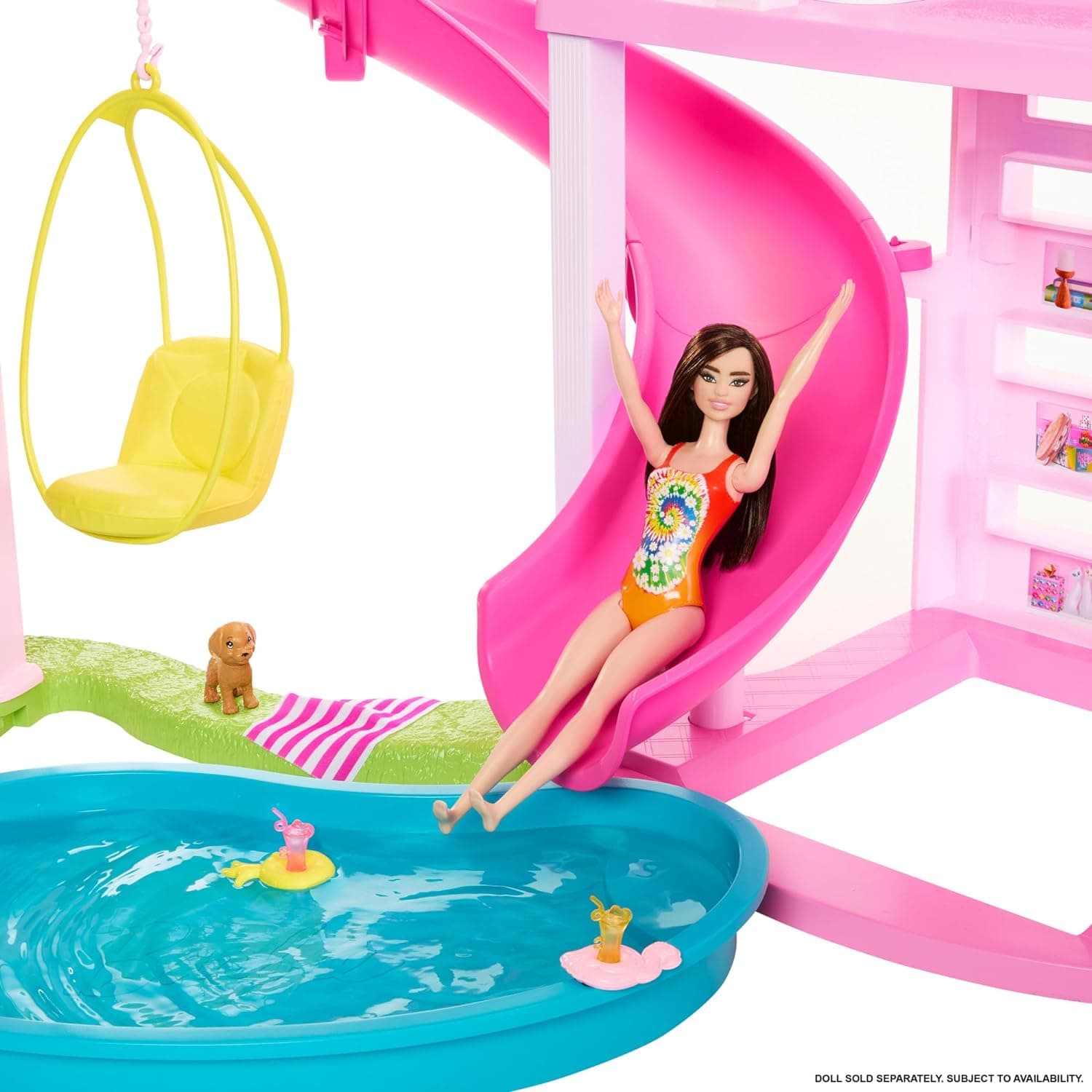 ​Barbie Dreamhouse, Pool Party Doll House with 75+ Pieces and 3-Story Slide, Pet Elevator and Puppy Play Areas​ view 4